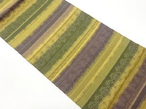 横縞に花模様織出し全通袋帯